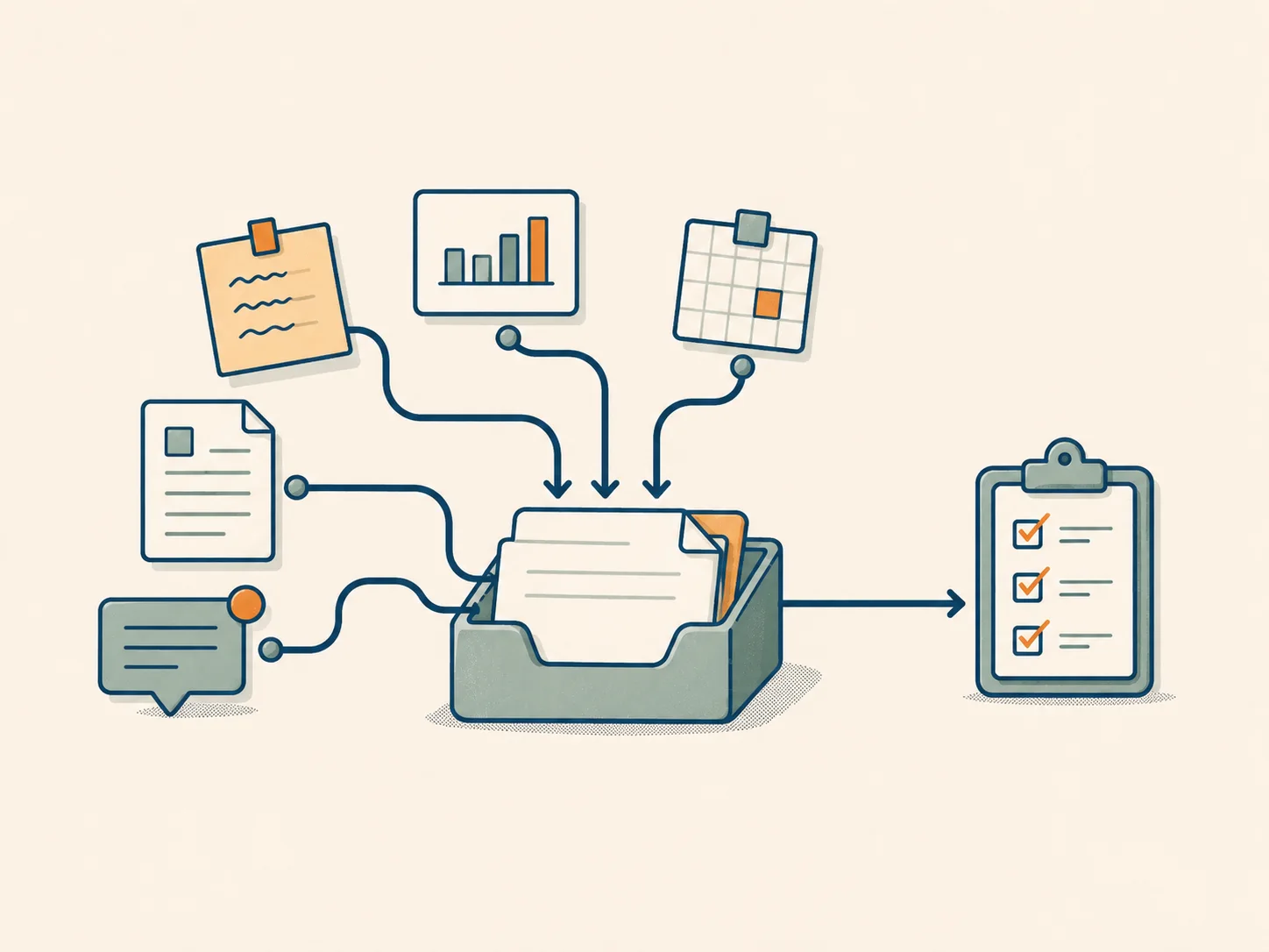 Notes, screenshots, rough questions, and context collected before deciding the first useful step.